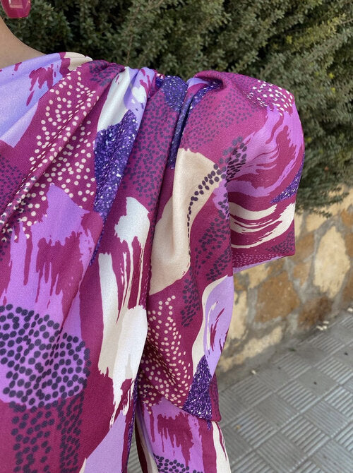 Liliana - Vestido Midi Con Manga Abullonada De Un Solo Hombro