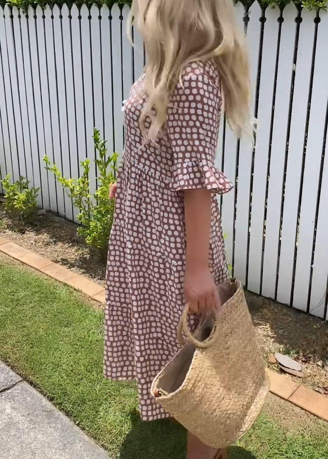 Estela - Vestido Midi De Manga Corta