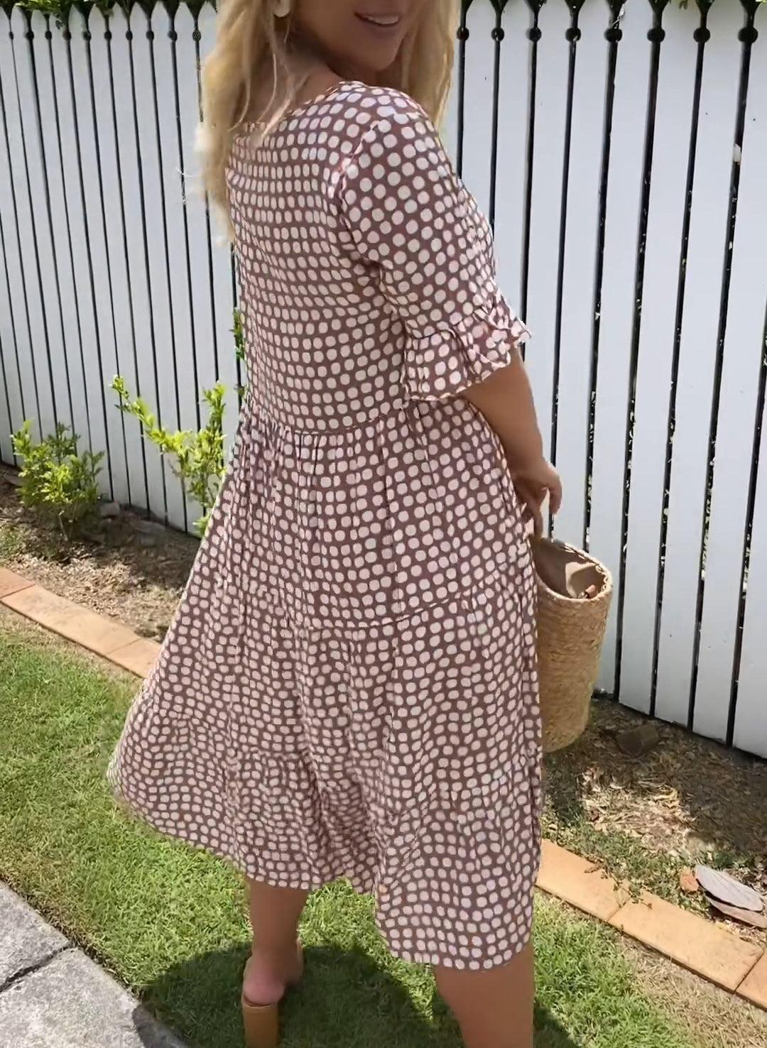 Estela - Vestido Midi De Manga Corta