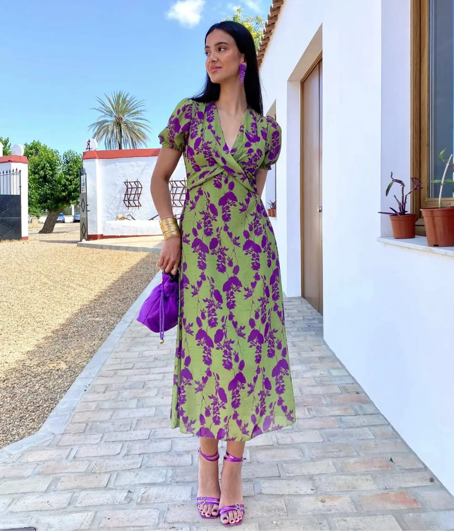 Aurora – Vestido Midi Con Escote En V