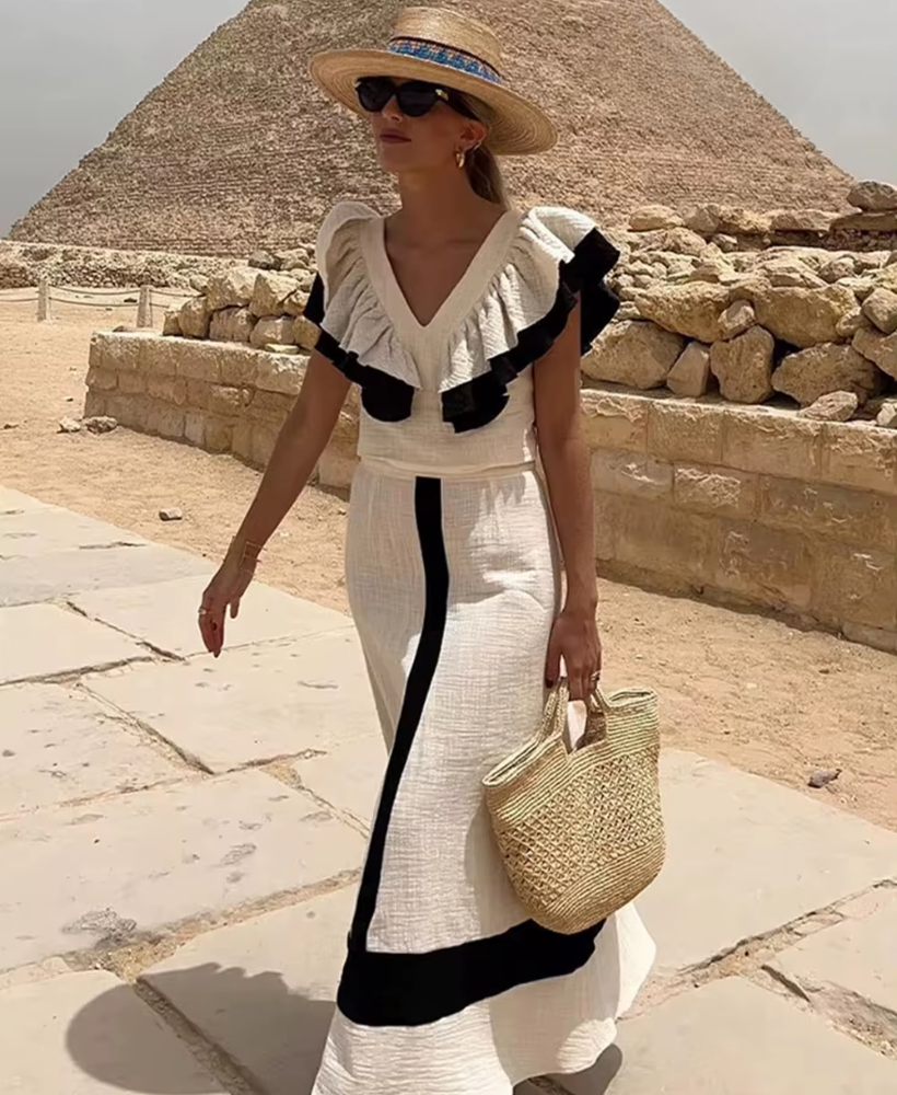 Luciana – Vestido De Lino Con Volantes