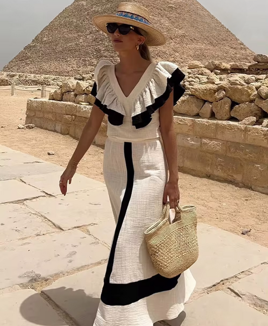 Luciana – Vestido De Lino Con Volantes