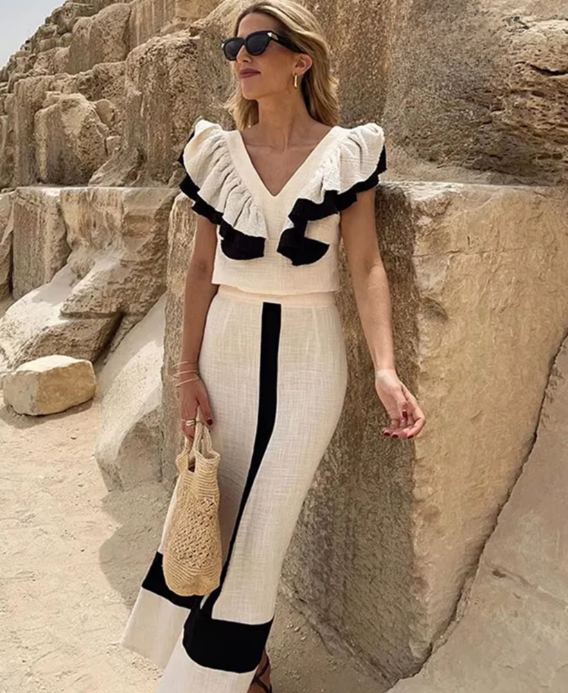 Luciana – Vestido De Lino Con Volantes