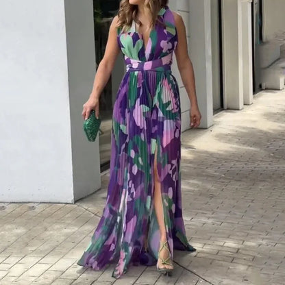 Leonor - Maxi Vestido Sofisticado Con Estampado Floral