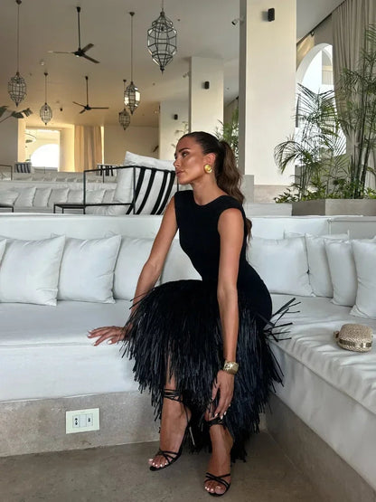 Adela | Vestido Largo Con Flecos