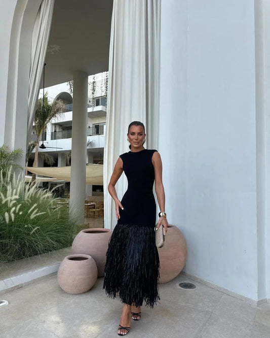 Adela | Vestido Largo Con Flecos
