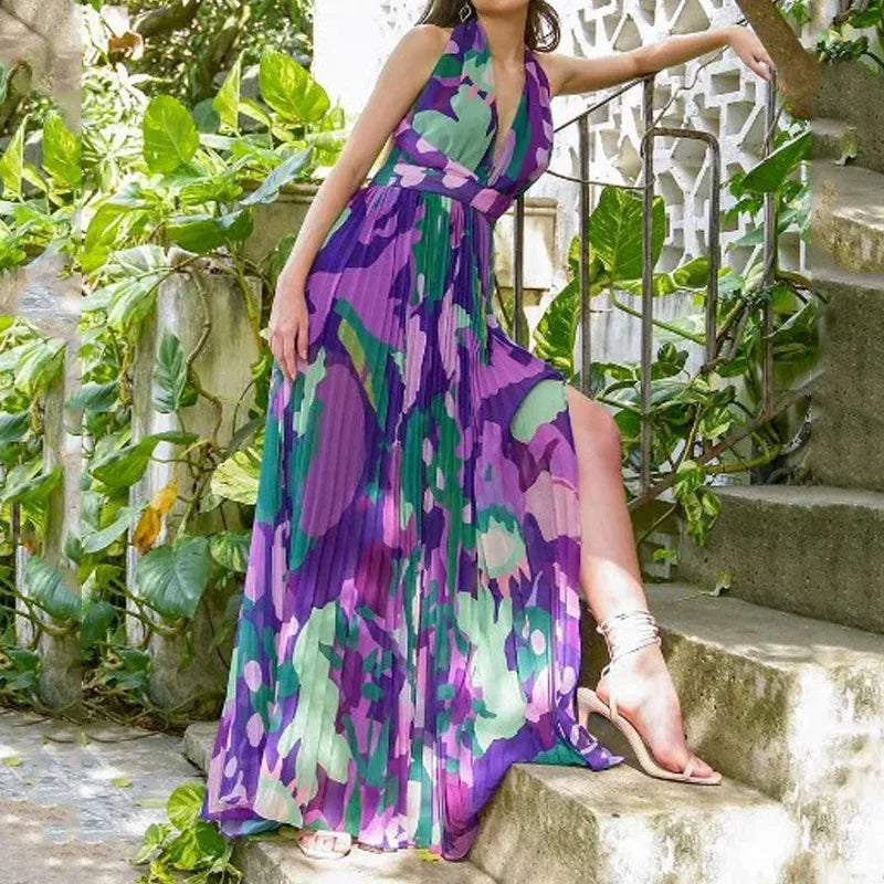Leonor - Maxi Vestido Sofisticado Con Estampado Floral
