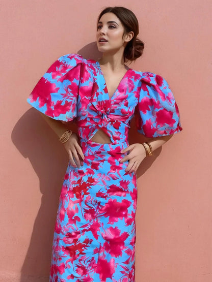 Luciana - Vestido Midi Con Estampado Floral