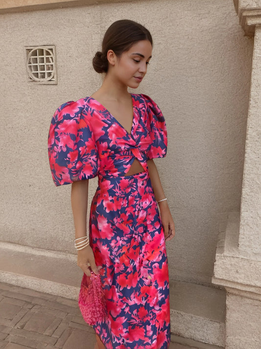 Luciana - Vestido Midi Con Estampado Floral