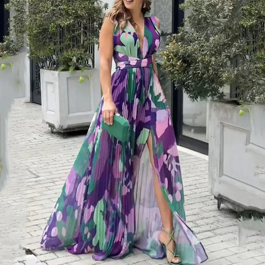 Leonor - Maxi Vestido Sofisticado Con Estampado Floral