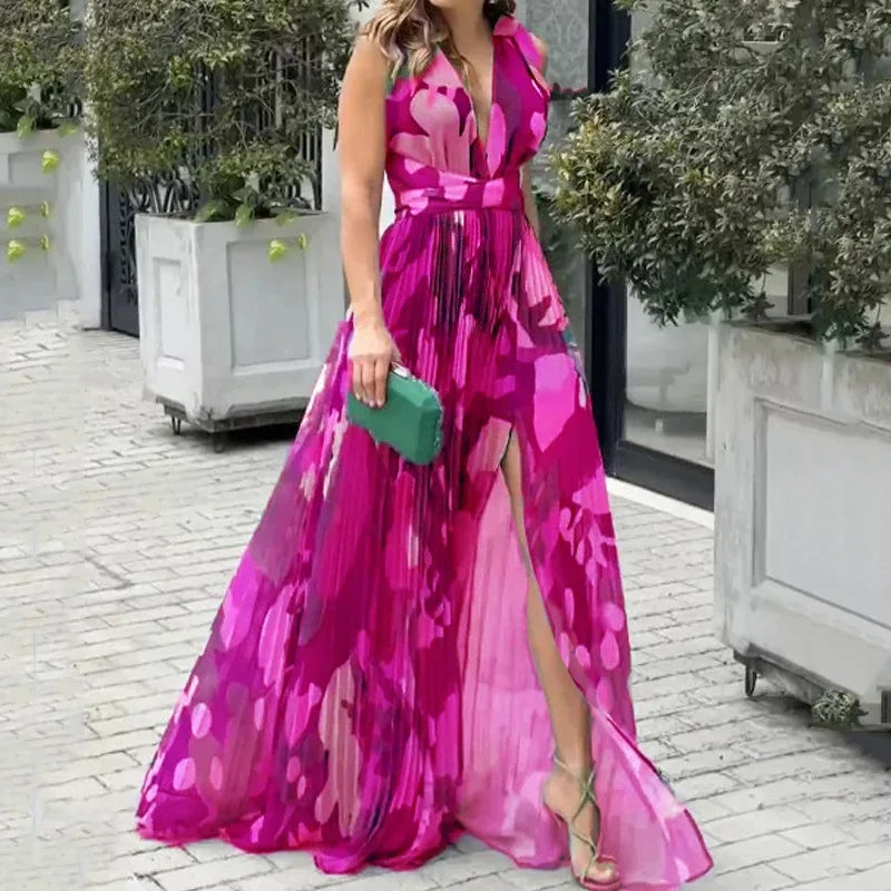 Leonor - Maxi Vestido Sofisticado Con Estampado Floral