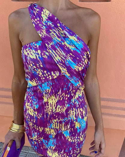 Isabel - Elegante Vestido Con Hombros Diagonales