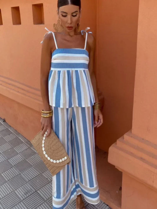 Rosa - Conjunto De Verano Con Pantalones Estampados