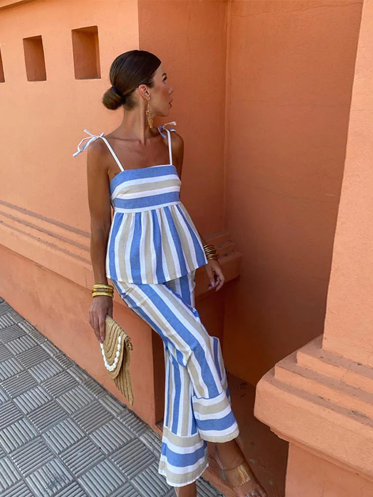 Rosa - Conjunto De Verano Con Pantalones Estampados