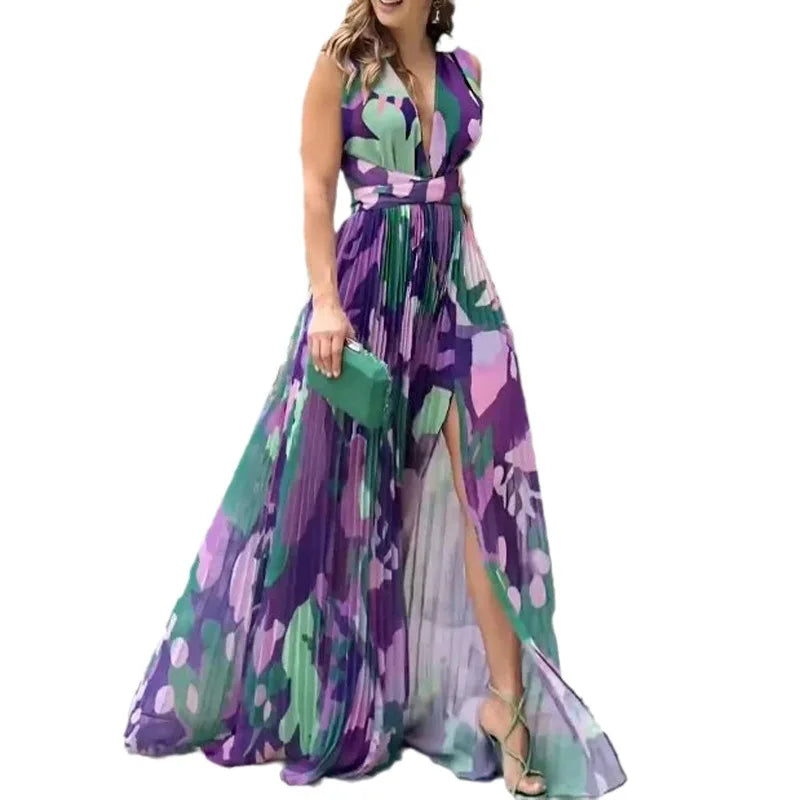Leonor - Maxi Vestido Sofisticado Con Estampado Floral