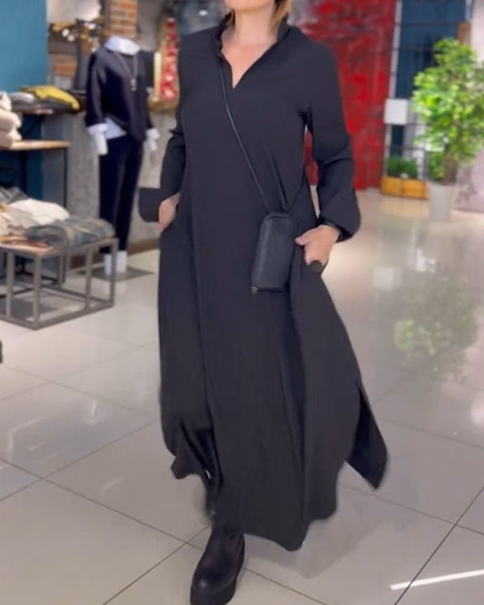 Sandra™ | Vestido Con Solapa Y Abertura Lateral